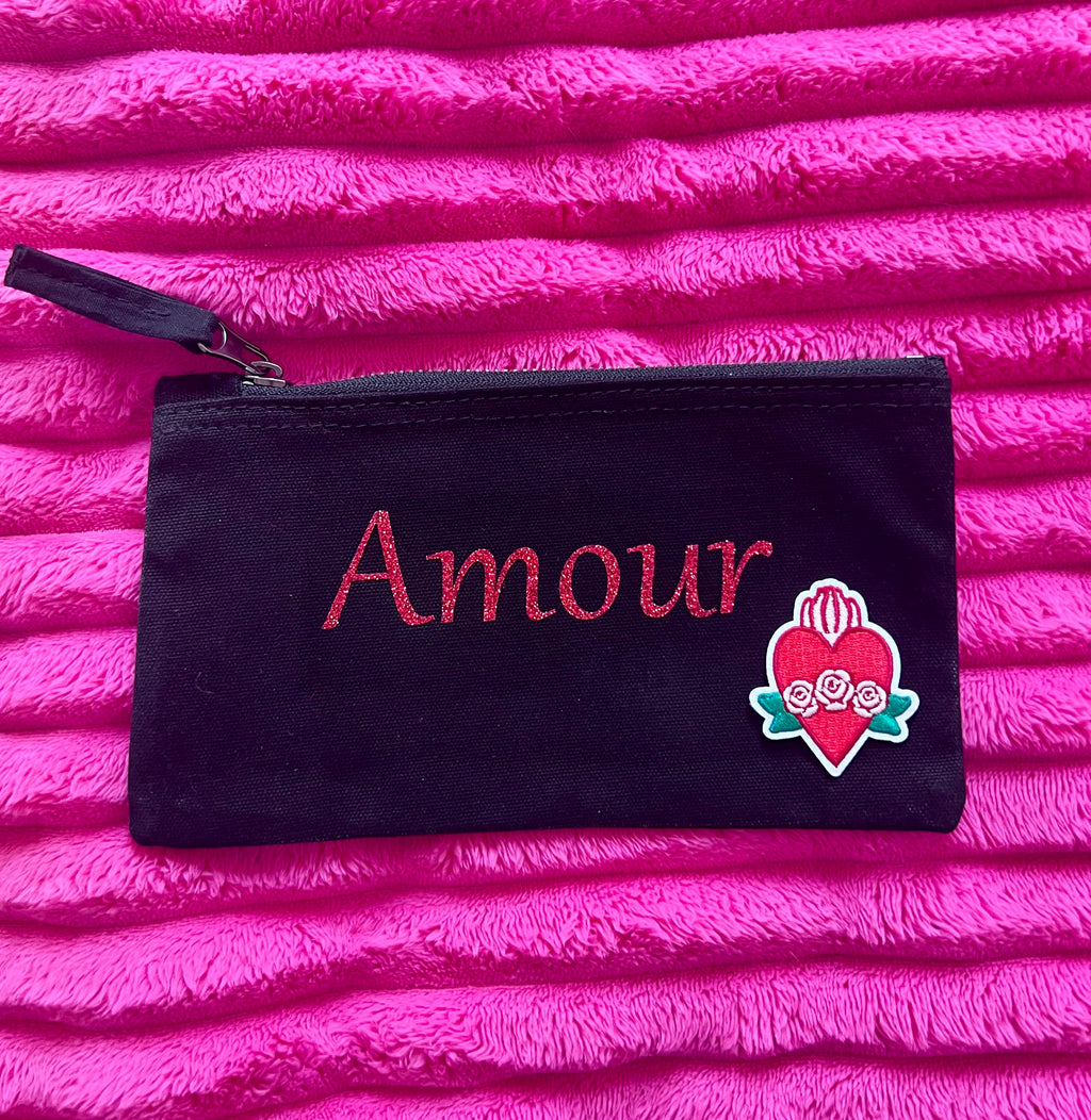 Trousse noire en coton personnalisable L'univers féerique de Fanny