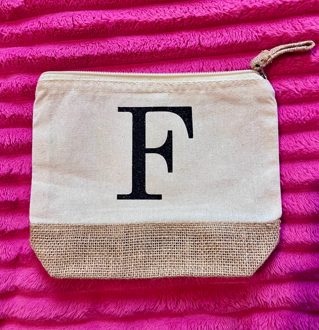 Trousse beige en coton et toile de jute personnalisable L'univers féerique de Fanny