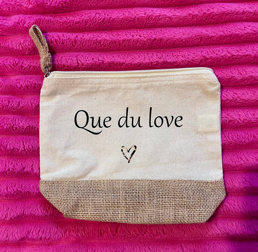 Trousse beige en coton et toile de jute personnalisable L'univers féerique de Fanny