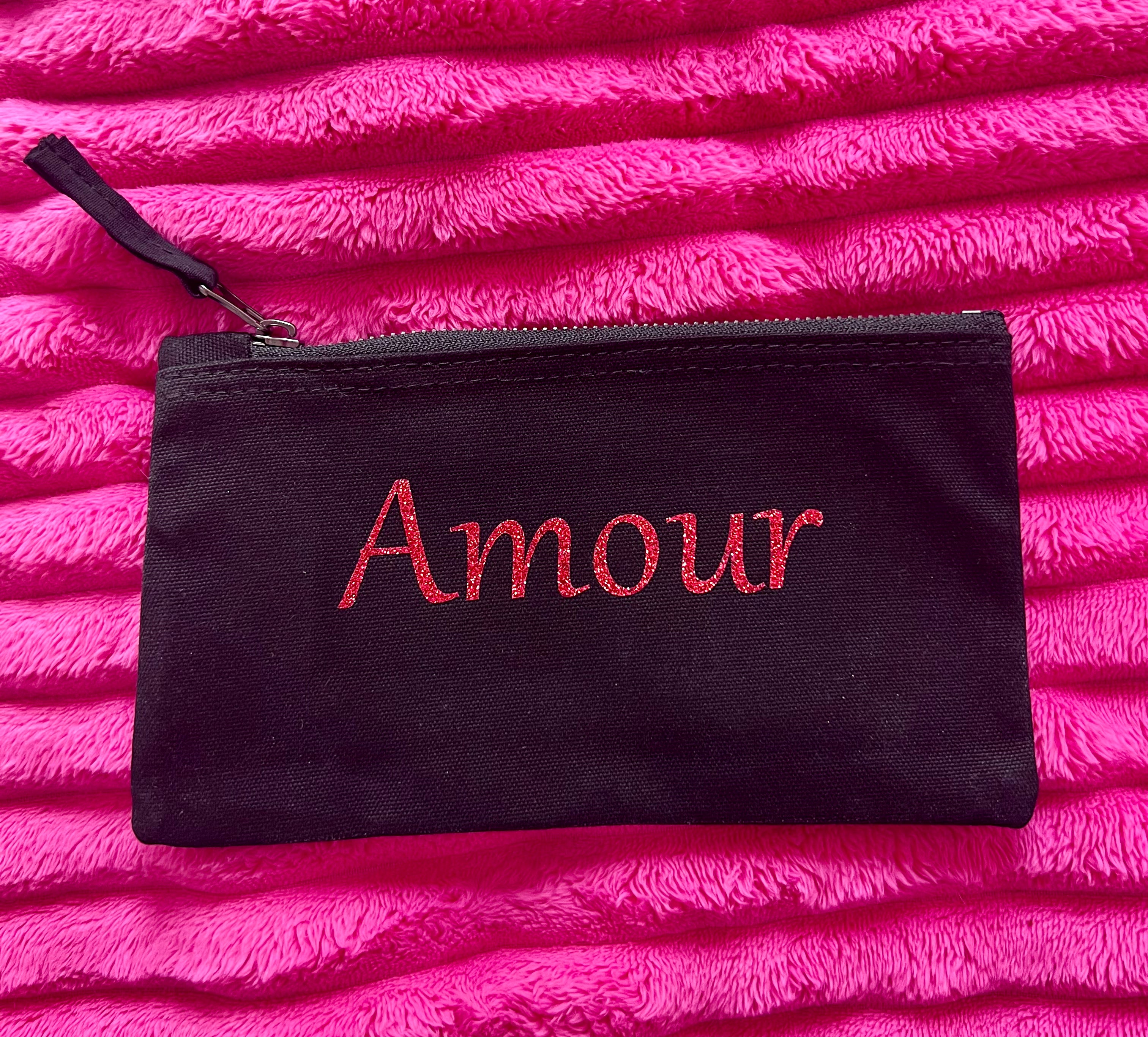 Trousse noire en coton personnalisable L'univers féerique de Fanny