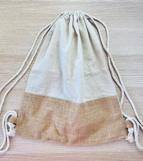 Sac a dos en coton et toile de jute L'univers féerique de Fanny