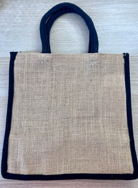 Sac en toile de jute et noir L'univers féerique de Fanny